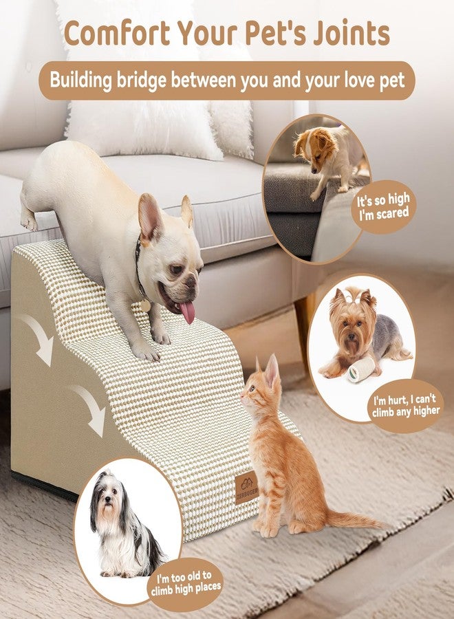 Zerbuger Dog Ramp and Stair for Bed 16" H-20 H,3-Step Cat Stair for Sofa and Chair,4-Step Dog Ramp for High Bed and Window,Durable Nonslip Fabric Cover for Indoor (Beige-16 H, Pet Friendly, 3) - Image 3